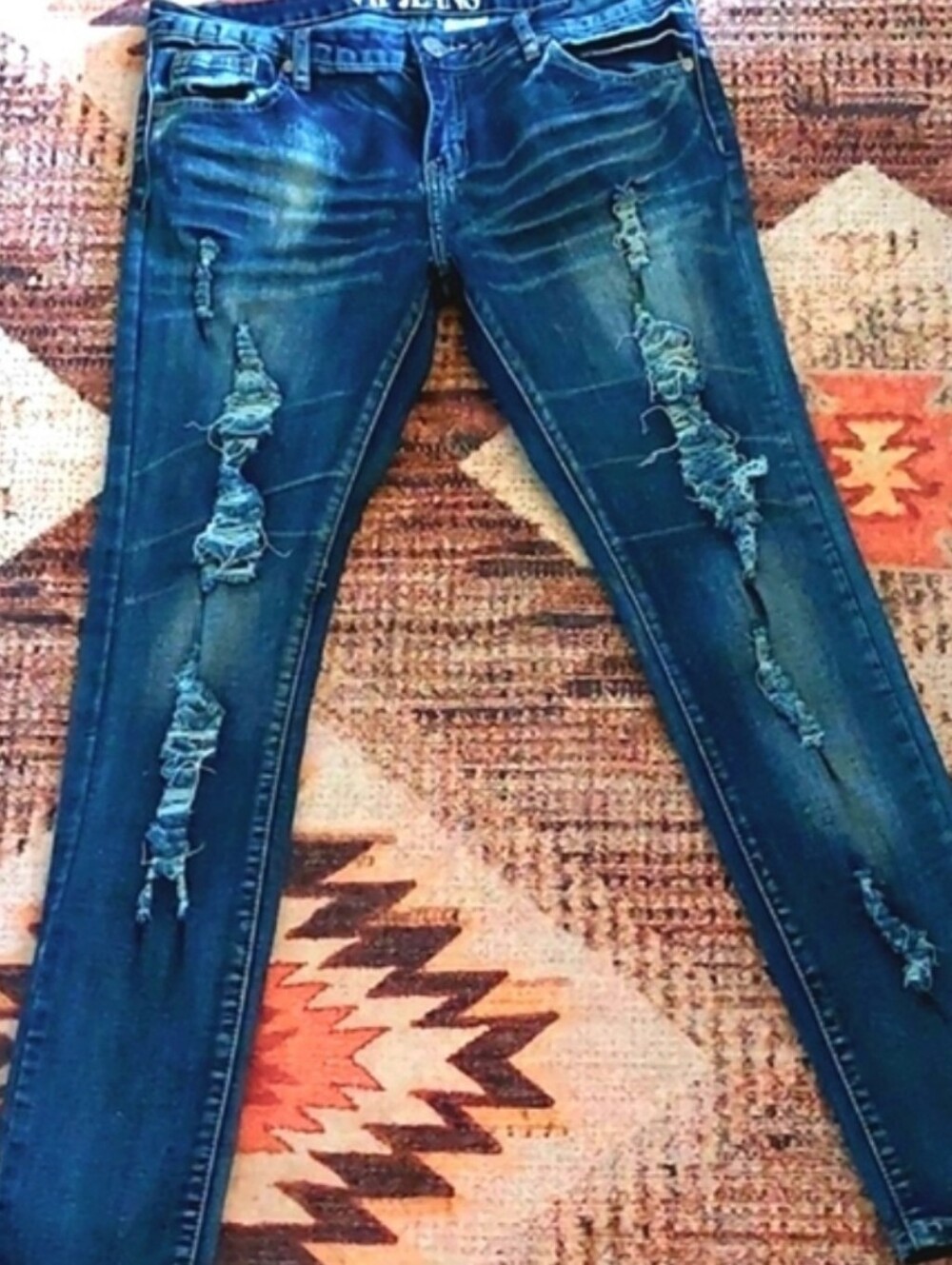 VIP   Straight Leg Jeans - Distressed Blue Sz 11/12